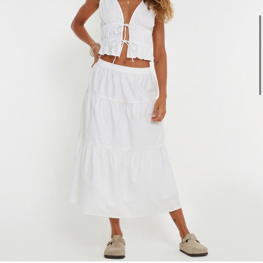 Long White Tiered Skirt